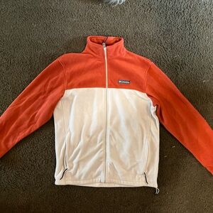Columbia Orange and White Colorblock Full-Zip Fleece